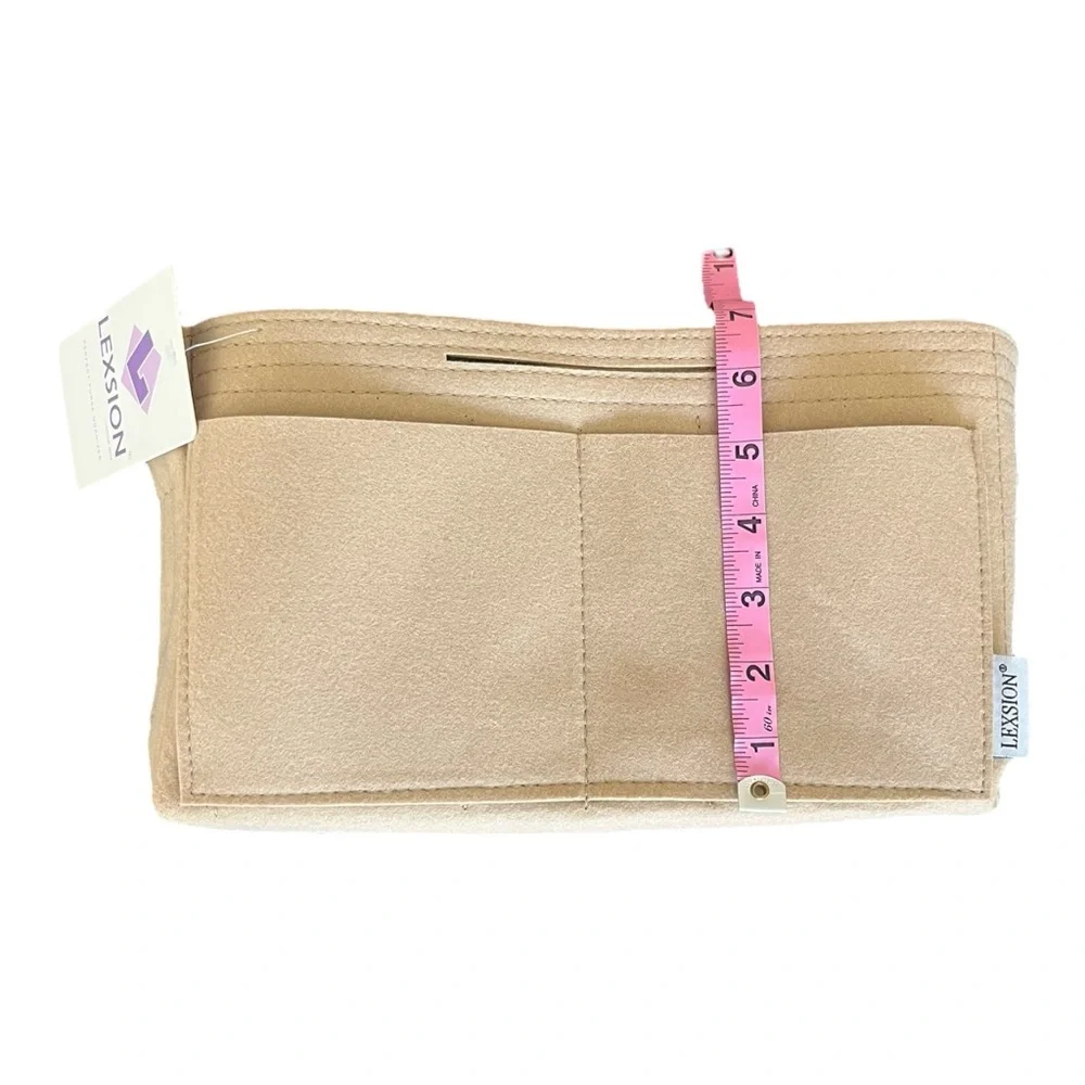 NWT Lexsion Felt Beige Purse Organizer in Slender Medium